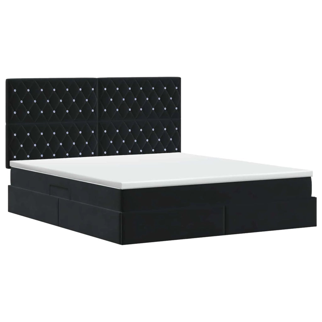 Letto con contenitore e materasso Nero 180 x 200 cm Velluto 3459647