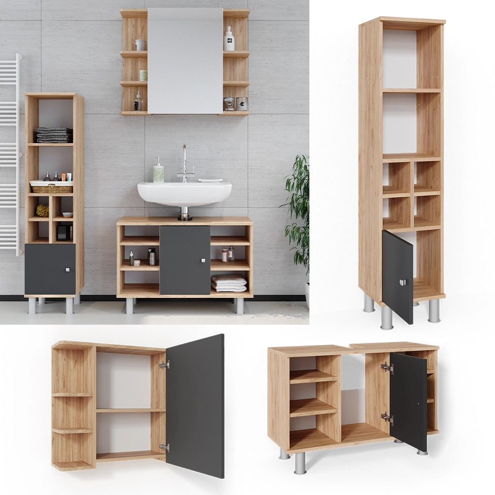 Vicco Set mobili bagno Quercia dorata 3 parti