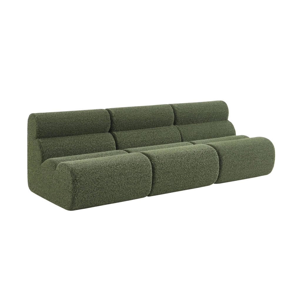 Divano modulare effetto alpaca, 3 posti, verde kaki