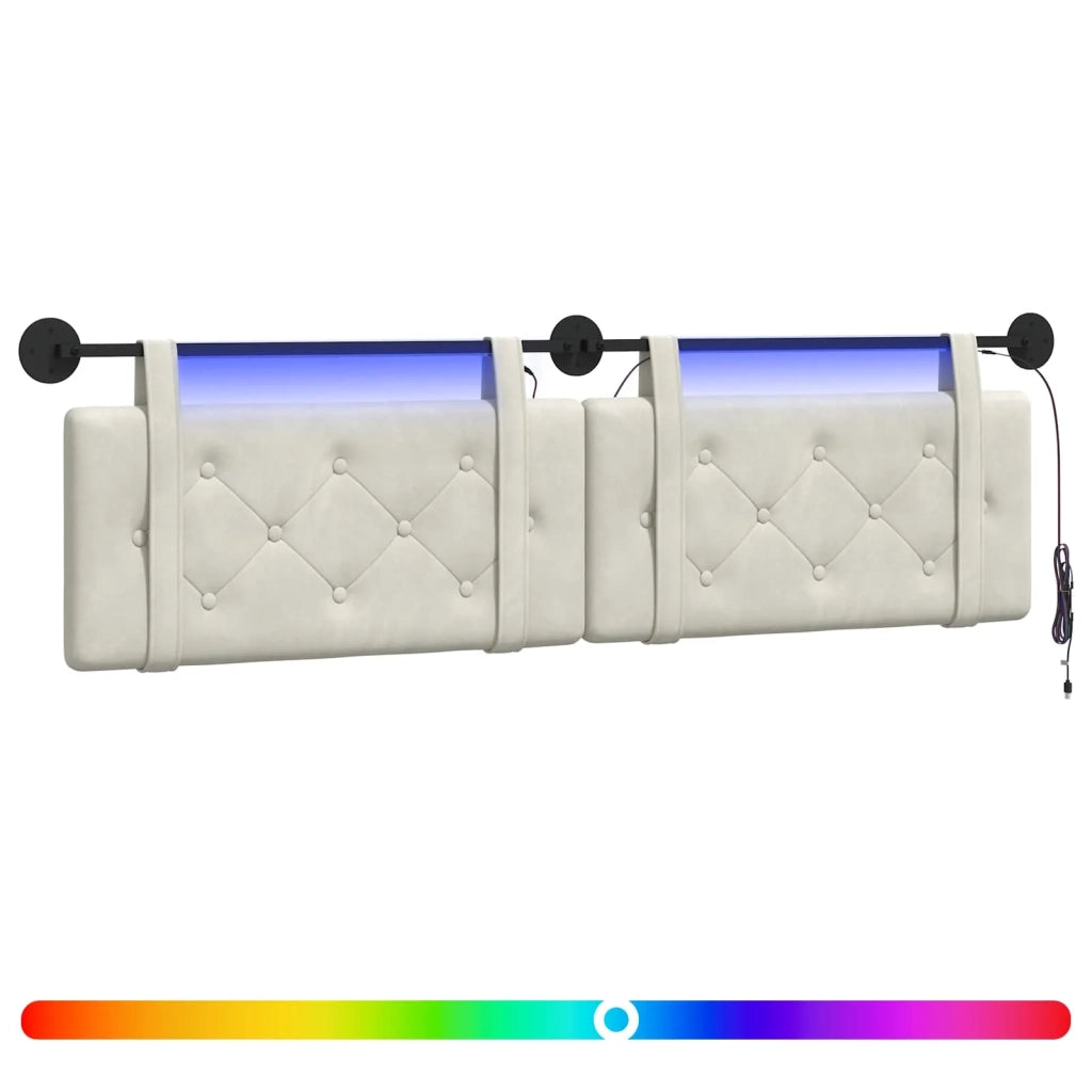 Testiera | Testata sospesa Con luce LED Crema Velluto