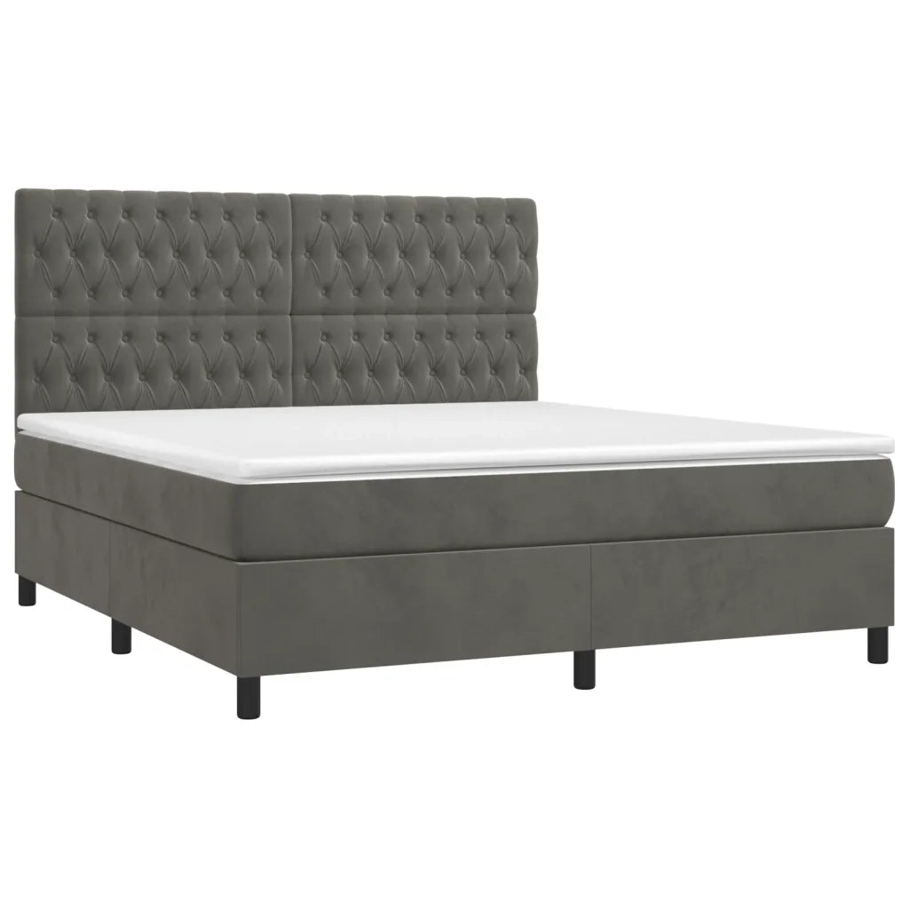 Letto a Molle con Materasso e LED Grigio Scuro 160x200 cm 3136312