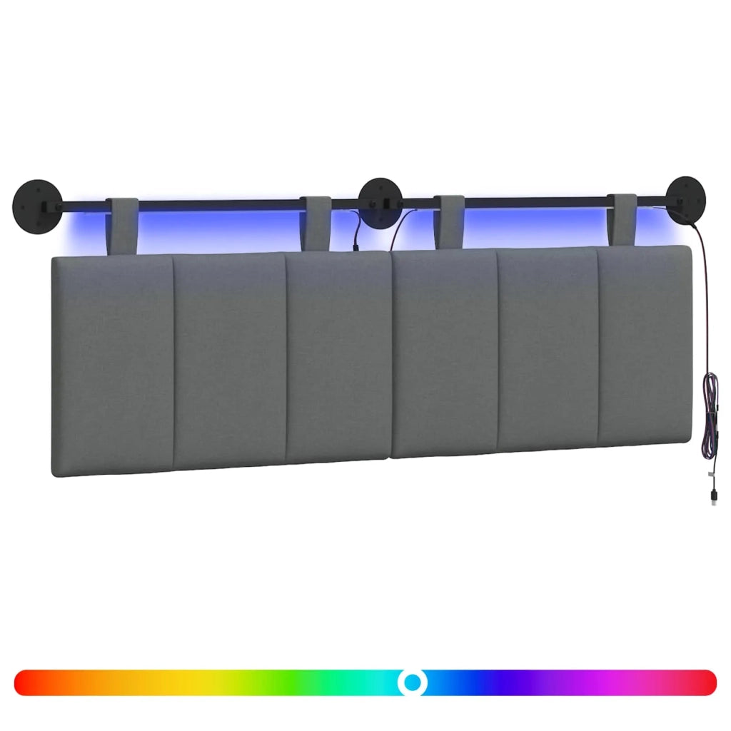 Testiera sospesa Con luce LED Grigio Scuro Tessuto 3424790