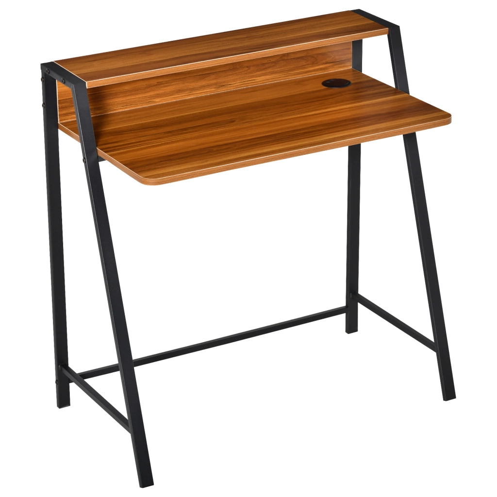 Scrivania da computer con cassetti e gestione cavi ¨C Zephmum ¨C 84x45x85 cm, noce e nero