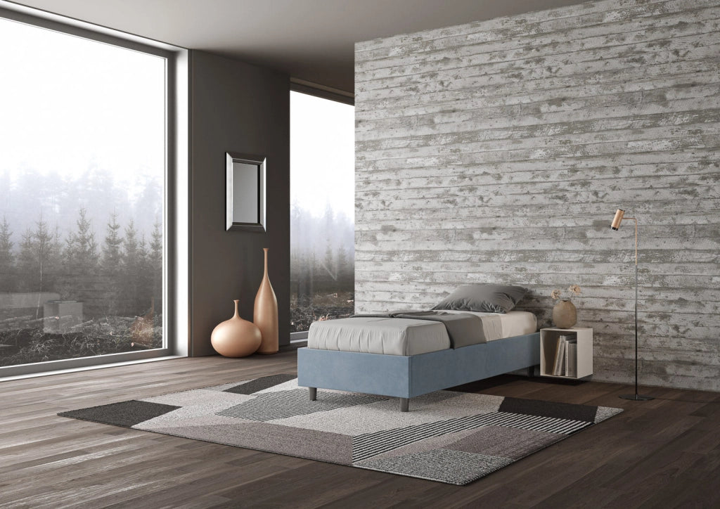 Letto 1 Piazza e Mezzo Sommier 120x200 cm con Rete Azelia Azzurro
