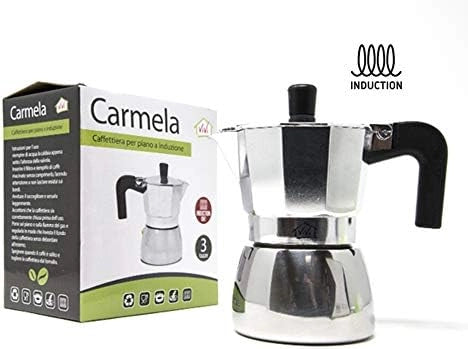 Caffettiera Carmela In Alluminio E Acciaio Inox, 3 Tazze – Adatta A Induzione
