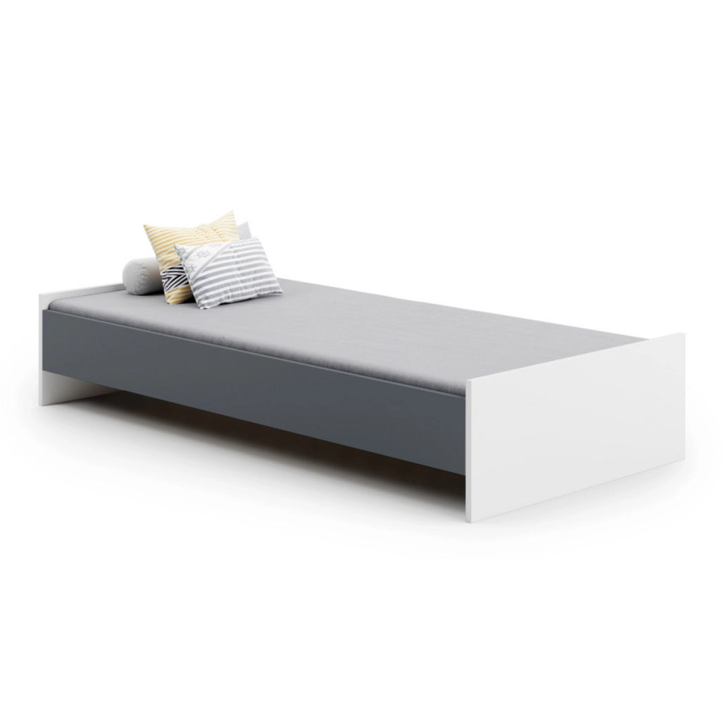 Letto singolo KARO 190x90 bianco e grigio per ragazzi
