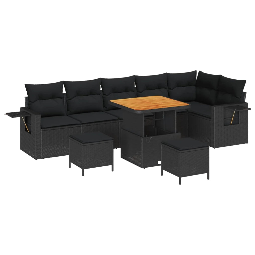 Set Divano da Giardino con cuscino 11 pcs Nero polyrattan 3363709