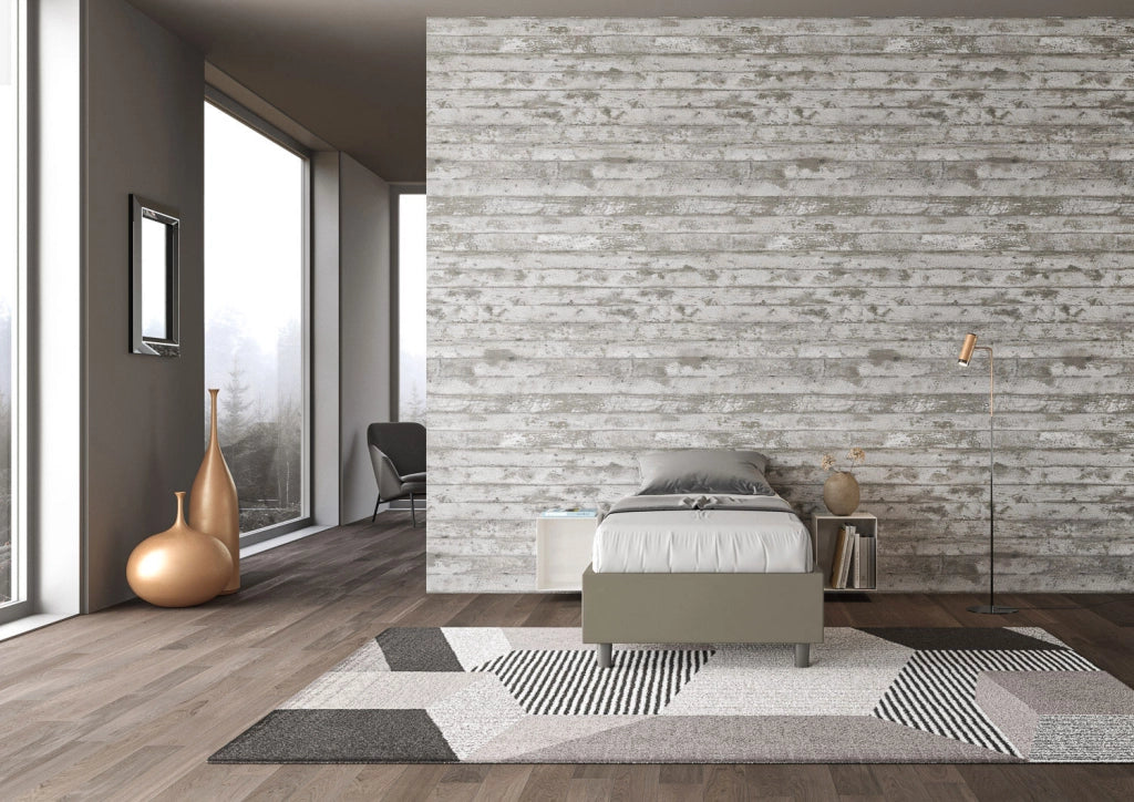 BS COM Letto singolo con rete imbottito 80x200 similpelle cappuccino