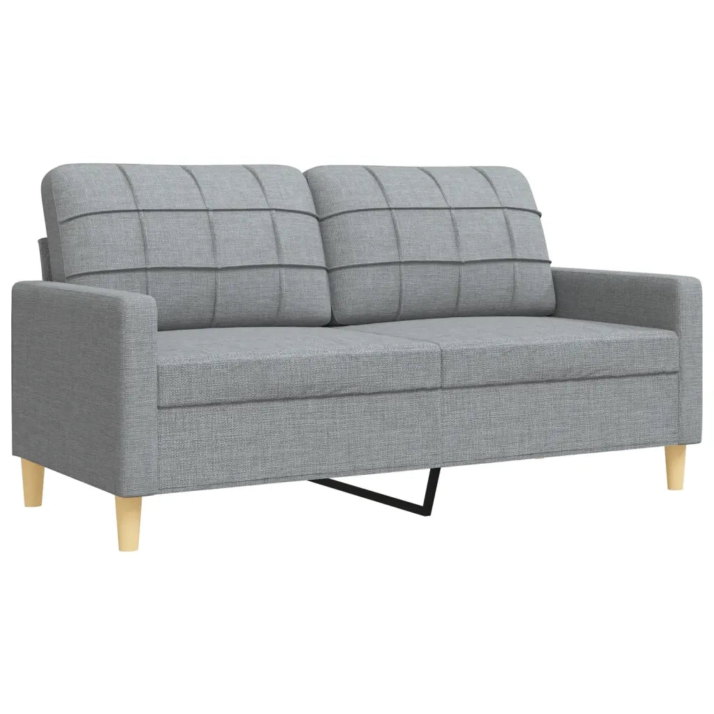 Set Divani 4 pz con Poggiapiedi e Cuscini Grigio Chiaro Tessuto