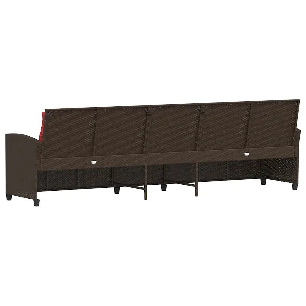 Divano da Giardino a 5 Posti con Cuscini in Polyrattan Marrone 4104119