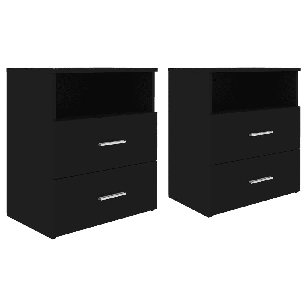 Comodini 2pz-Set di 2 Tavolino da notte Neri 50x32x60 cm