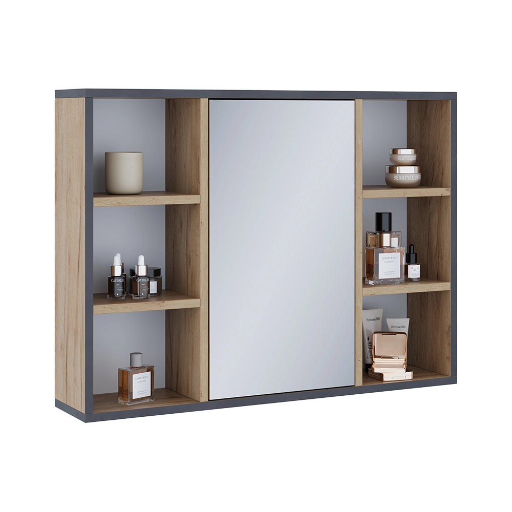 Vicco Specchio contenitore bagno Quercia dorata 80 x 59.2 cm Con ripiani e porta a specchio