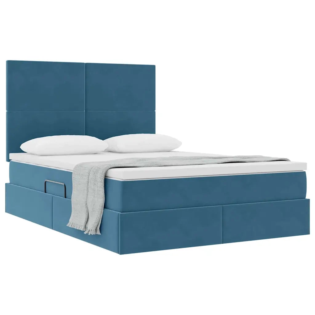 Letto con contenitore e materasso Blu Scuro 140 x 200 cm 3371977