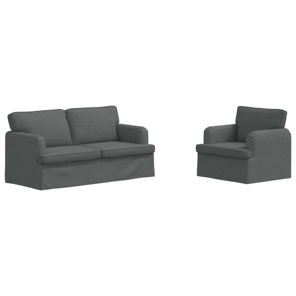 Set di divani 2 pcs Grigio scuro 162 x 80 x 85 cm Tessuto 3407561