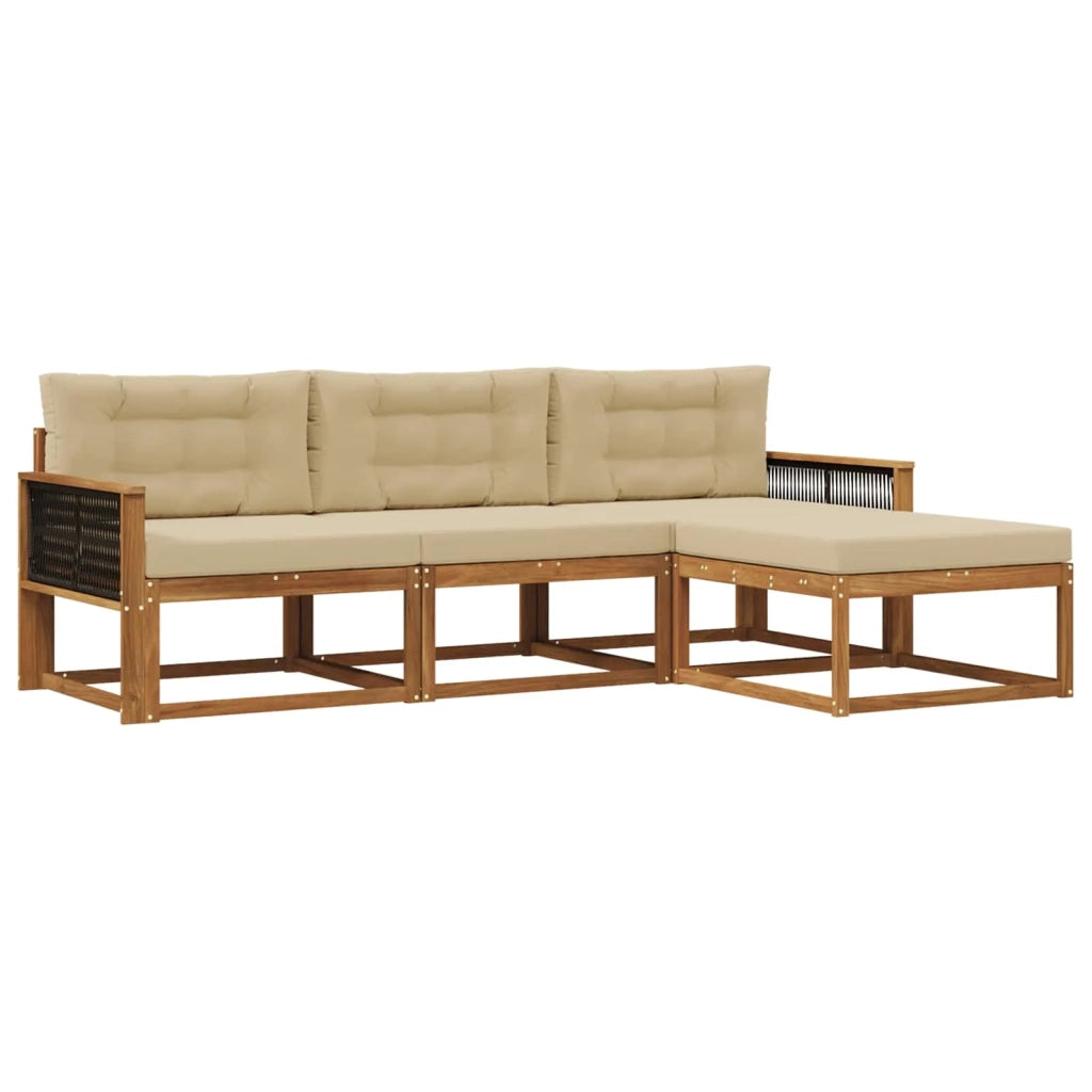 Set di divani da esterno 4 pz Naturale e Beige 3382466