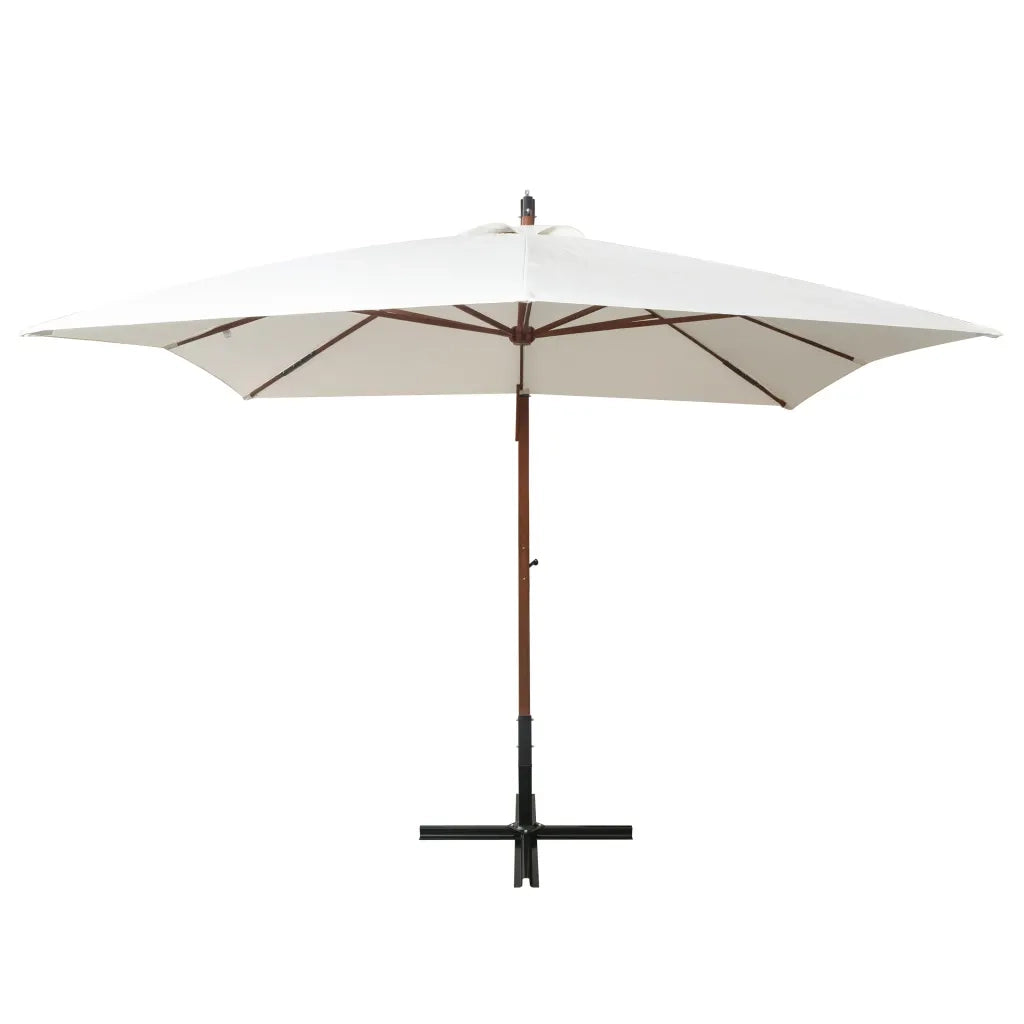 Ombrellone Pensile-Ombrello da giardino balcone 300x300 cm Palo in Legno Bianco