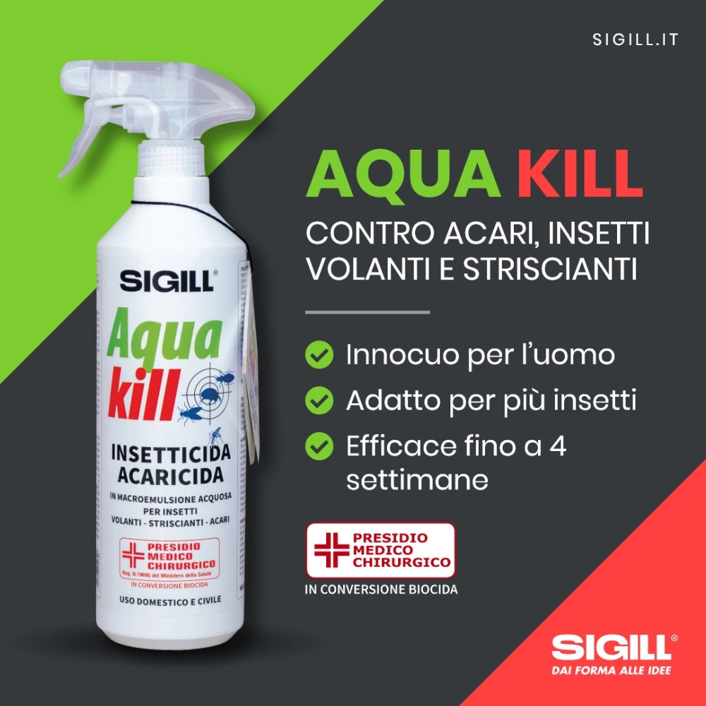 Insetticida acaricida acqua kill contro insetti striscianti volanti acari 750 ml