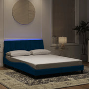 Giroletto con LED senza Materasso Hanko Blu 140x200 cm in Velluto