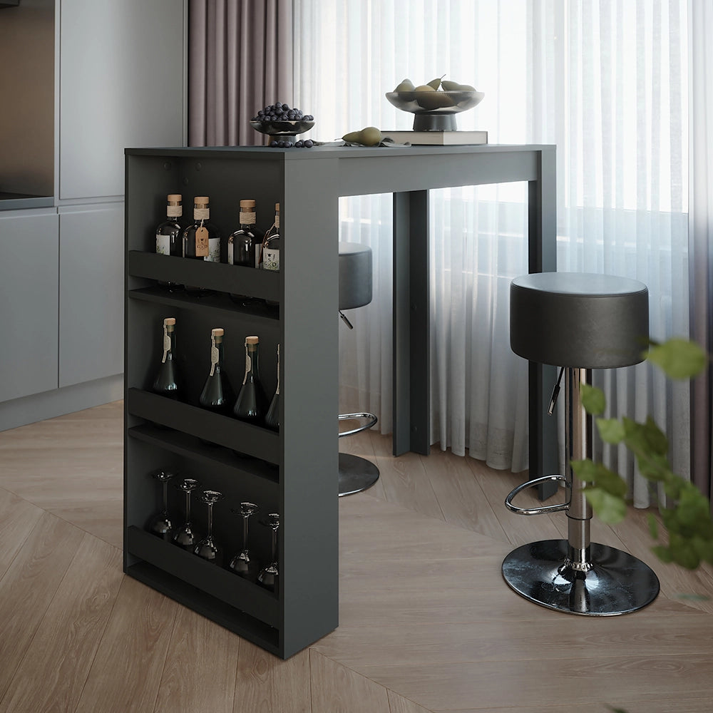 Vicco tavolo bar con sgabelli Antracite 57 x 117 cm con 2 sgabelli da bar