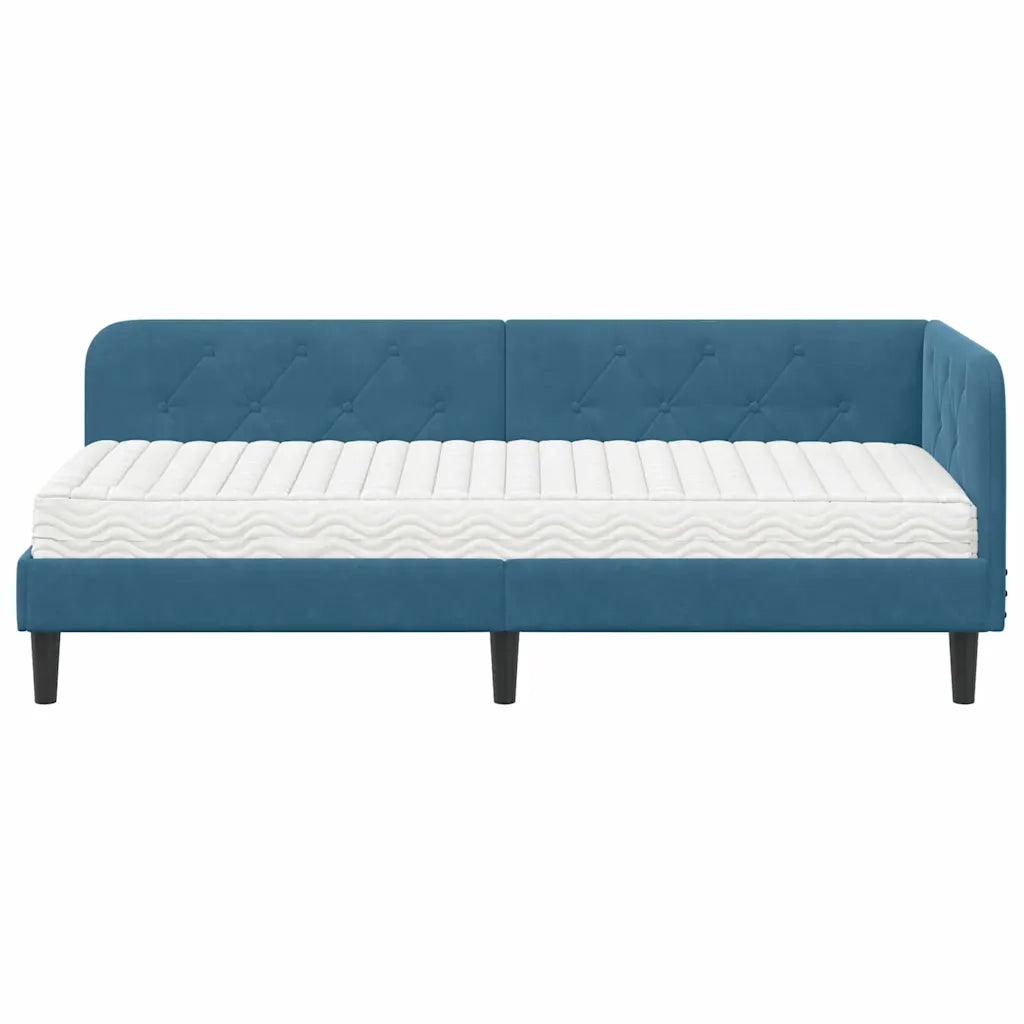 Cornice del letto ad angolo Blu 80 x 200 cm Velluto