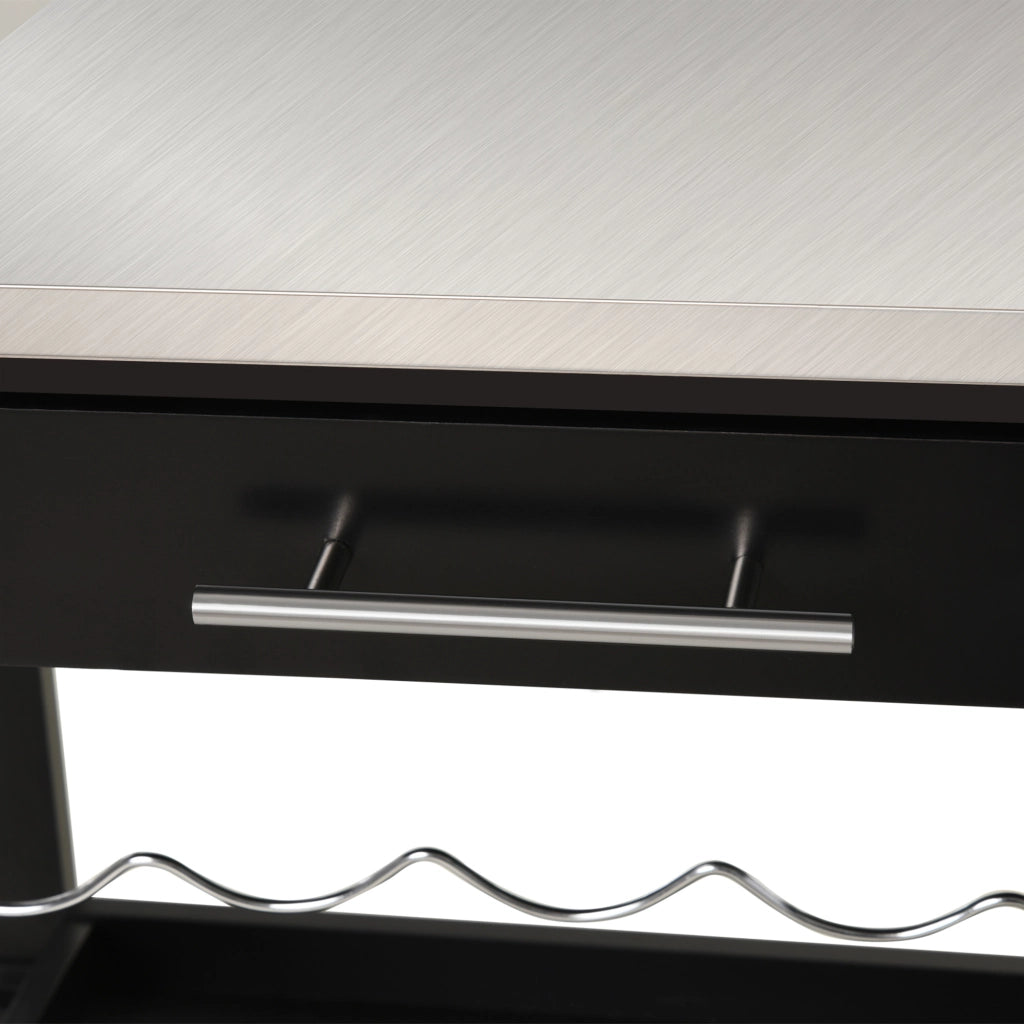 Carrello da cucina con ripiano e scaffale ¨C Minimal ¨C Nero 60x40x85 cm