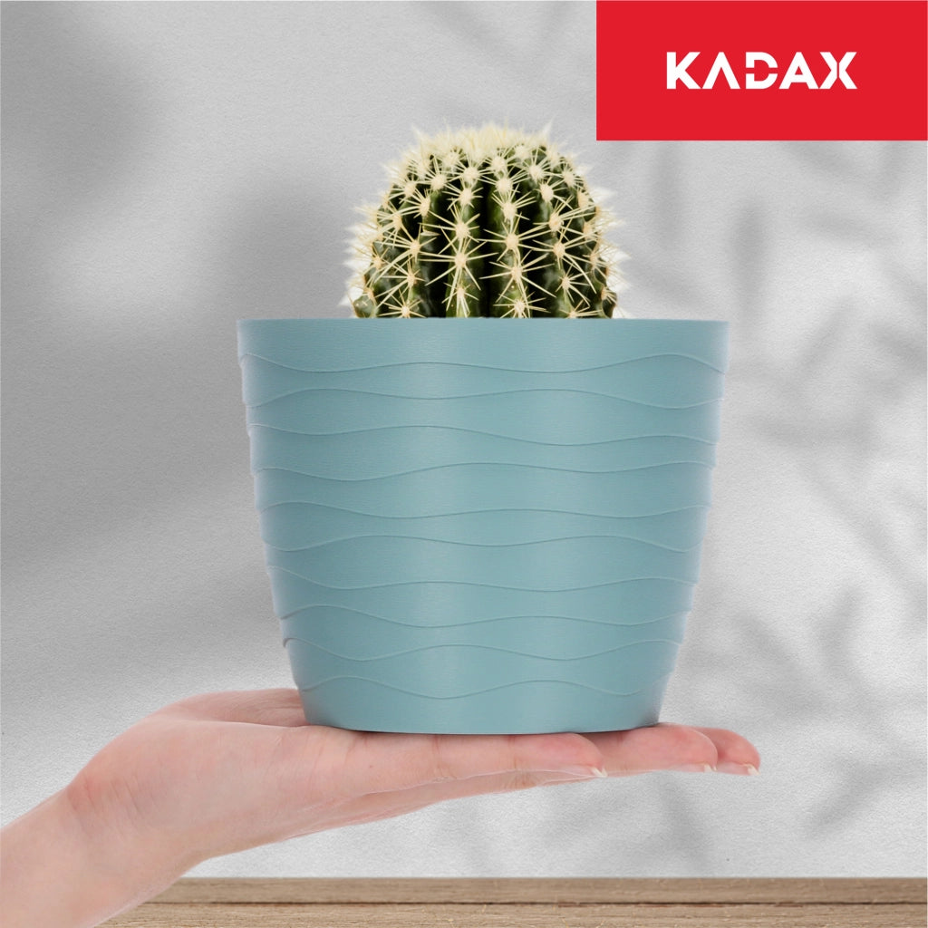 Vaso da fiori KADAX, coprivaso rotondo verde da 13 cm in plastica