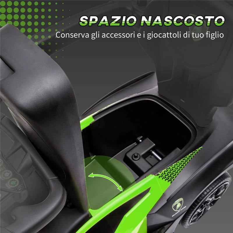 MACCHININA LAMBORGHINI A SPINTA CON MANIGLIONE E BARRIERA DI SICUREZZA VERDE