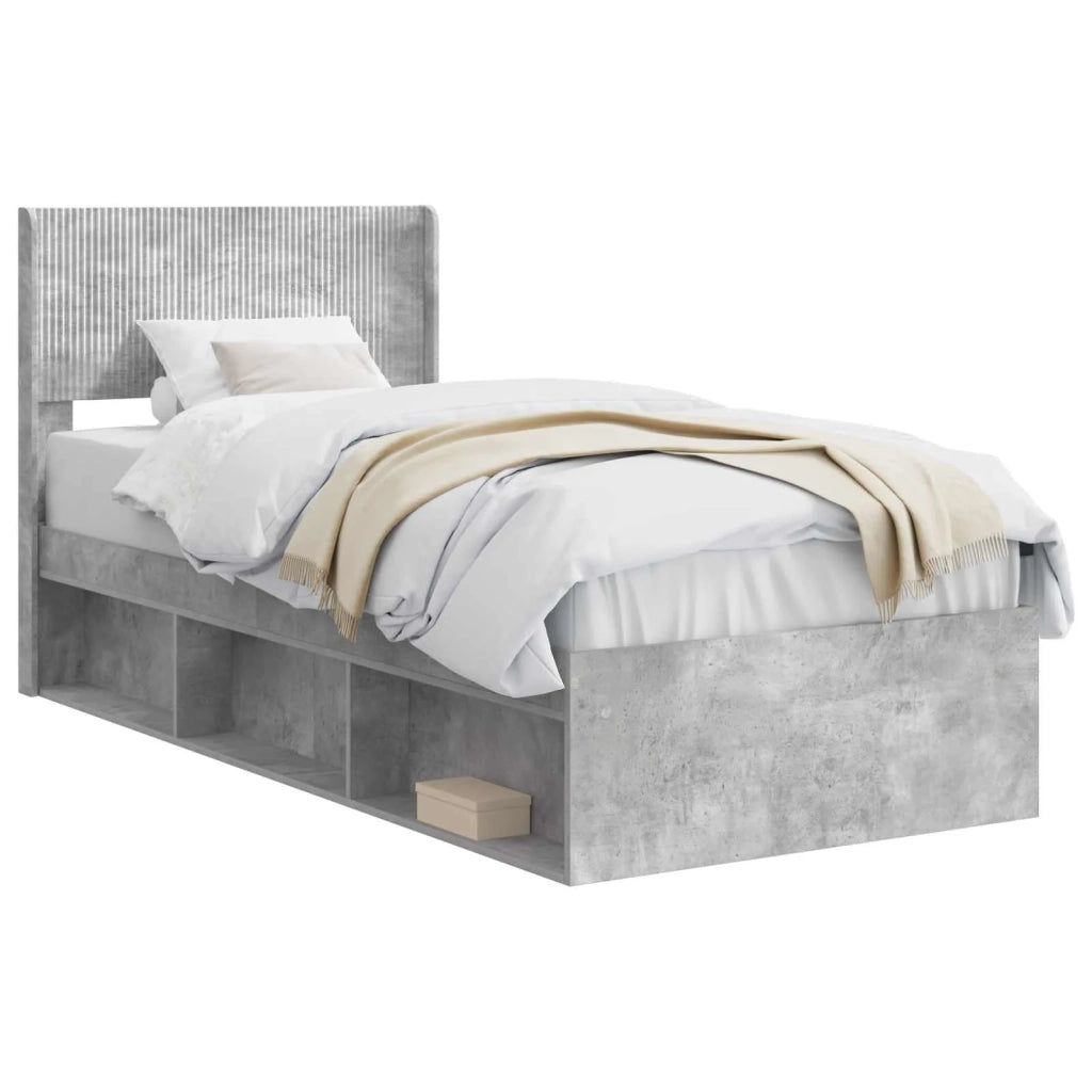 Struttura del letto con stoccaggio e testata Grigio Cemento 3414254