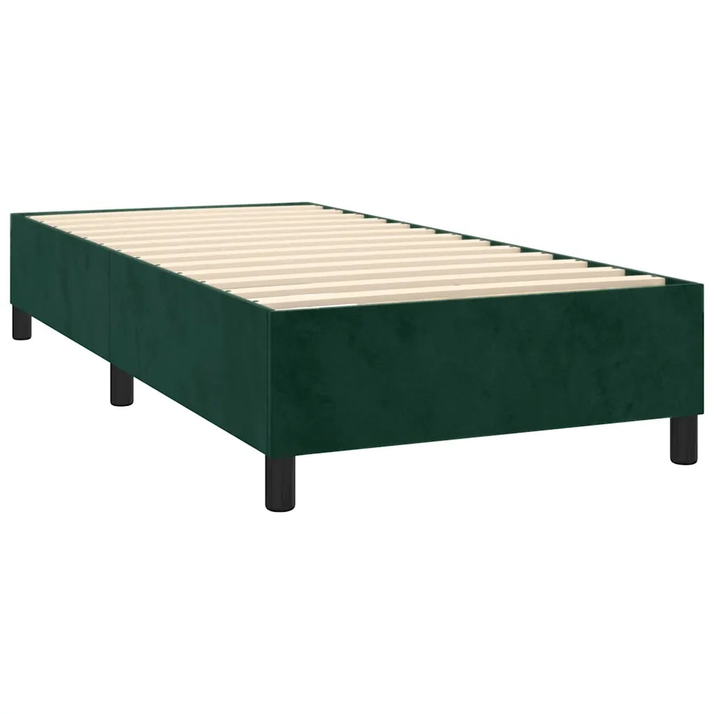 Letto a Molle con Materasso e LED Verde Scuro 80x200cm Velluto