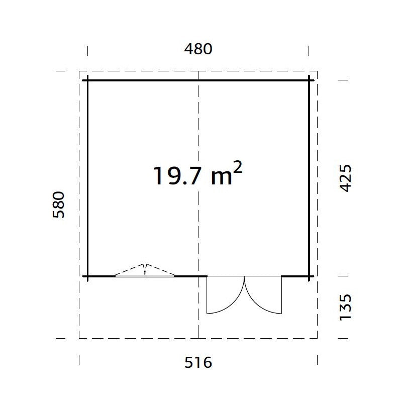 Casetta da giardino in legno 500x445 cm spessore 40 mm con porta doppia e finestra 19,7 m² - Esterni da Vivere