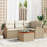 Set Divano da Giardino 5 pcs Beige e Crema polyrattan