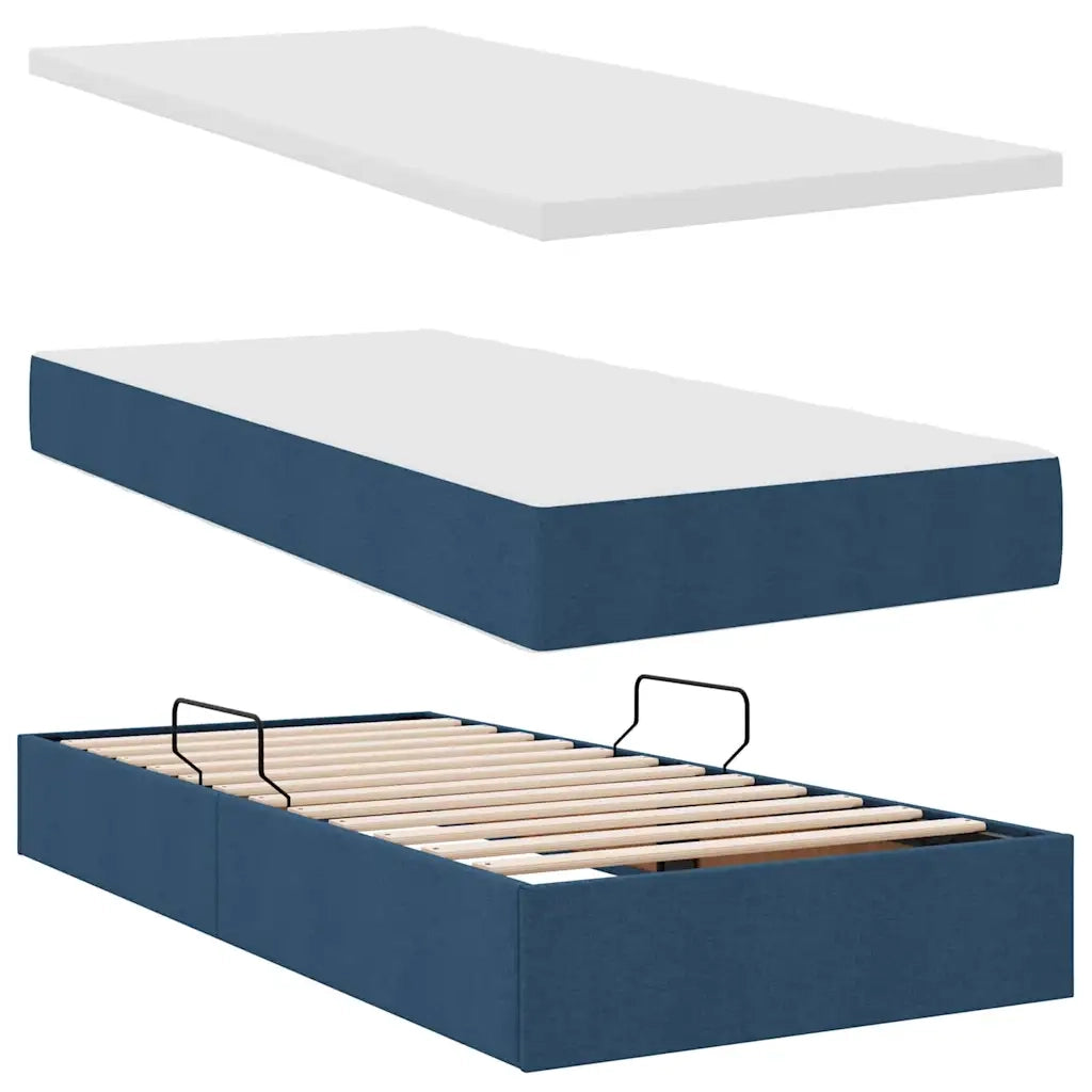 Letto con contenitore e LED con led Blu 90 x 190 cm Poliestere 3372326