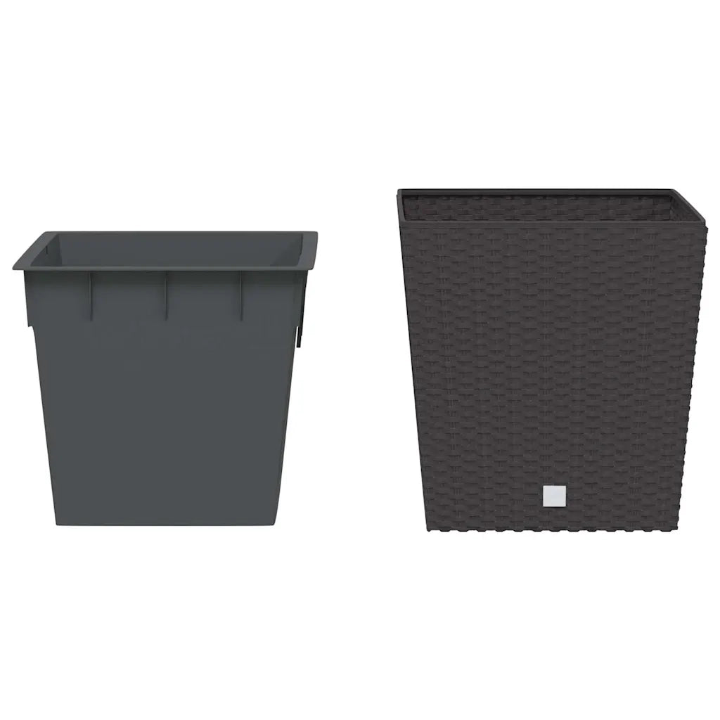 Fioriera | Cassetta per fiori | Vaso con Interno Rimovibile Marrone 21 / 32 L PP Rattan