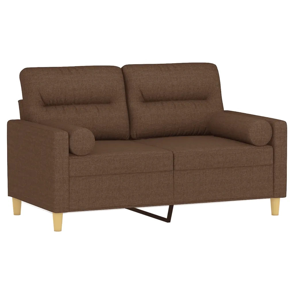 Divano a 2 Posti con Cuscini-Sofa 2 Posti con Cuscini Marrone 120 cm in Tessuto 986368
