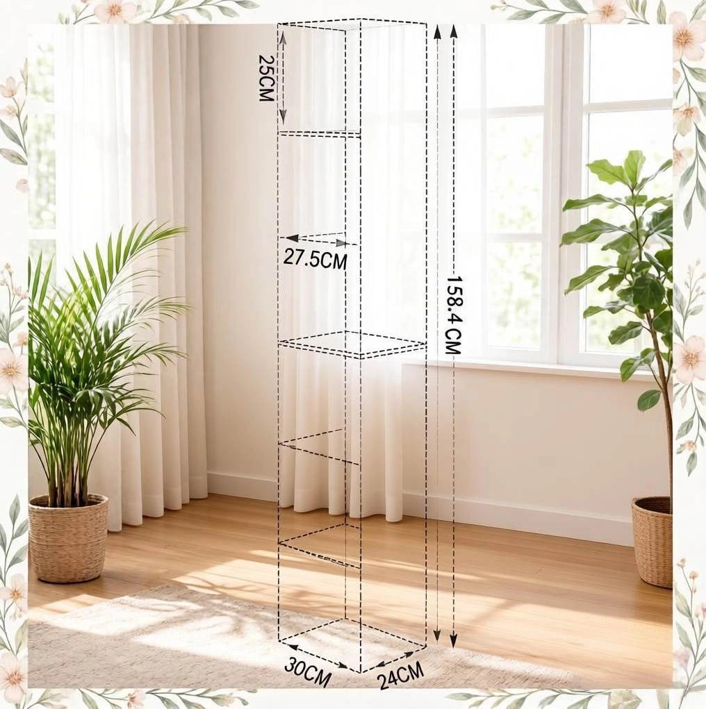 Libreria verticale bianca a 6 vani in MDF e truciolare