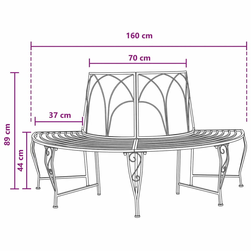 Panchina per Alberi 4-Numero di posti 160 x 80 x 89 cm Acciaio 42029520