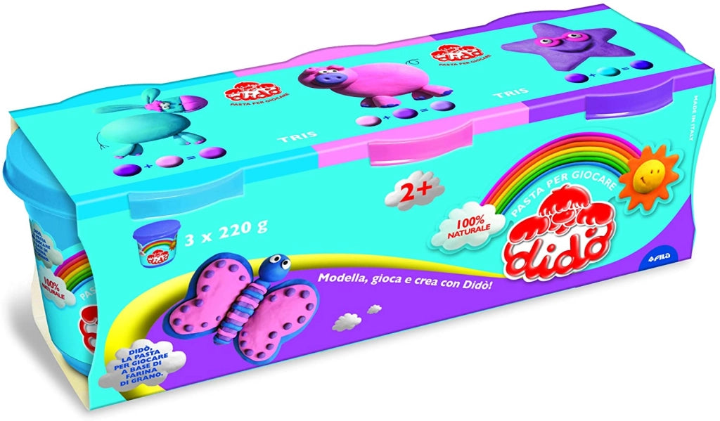DIDÒ TRIS PONGO SET BARATTOLI ROSA VIOLA AZZURRO 3 X 220 GR