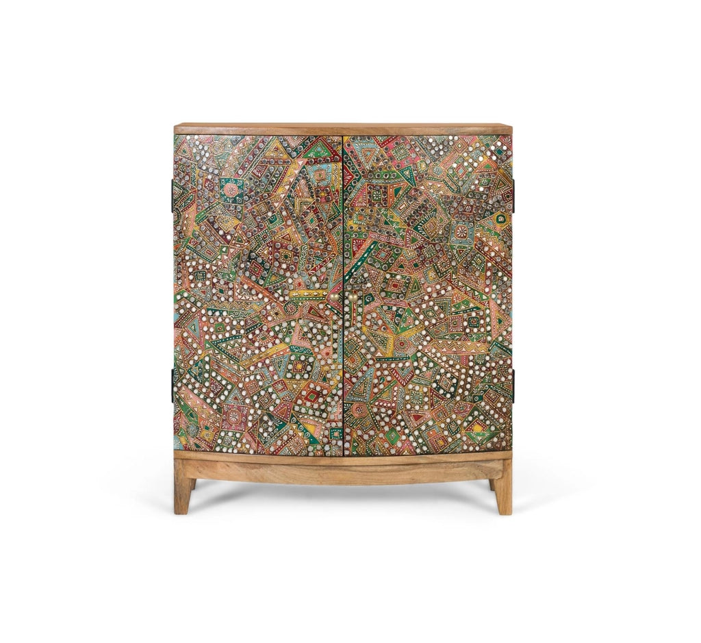 Credenza in legno massello di mango con due ante