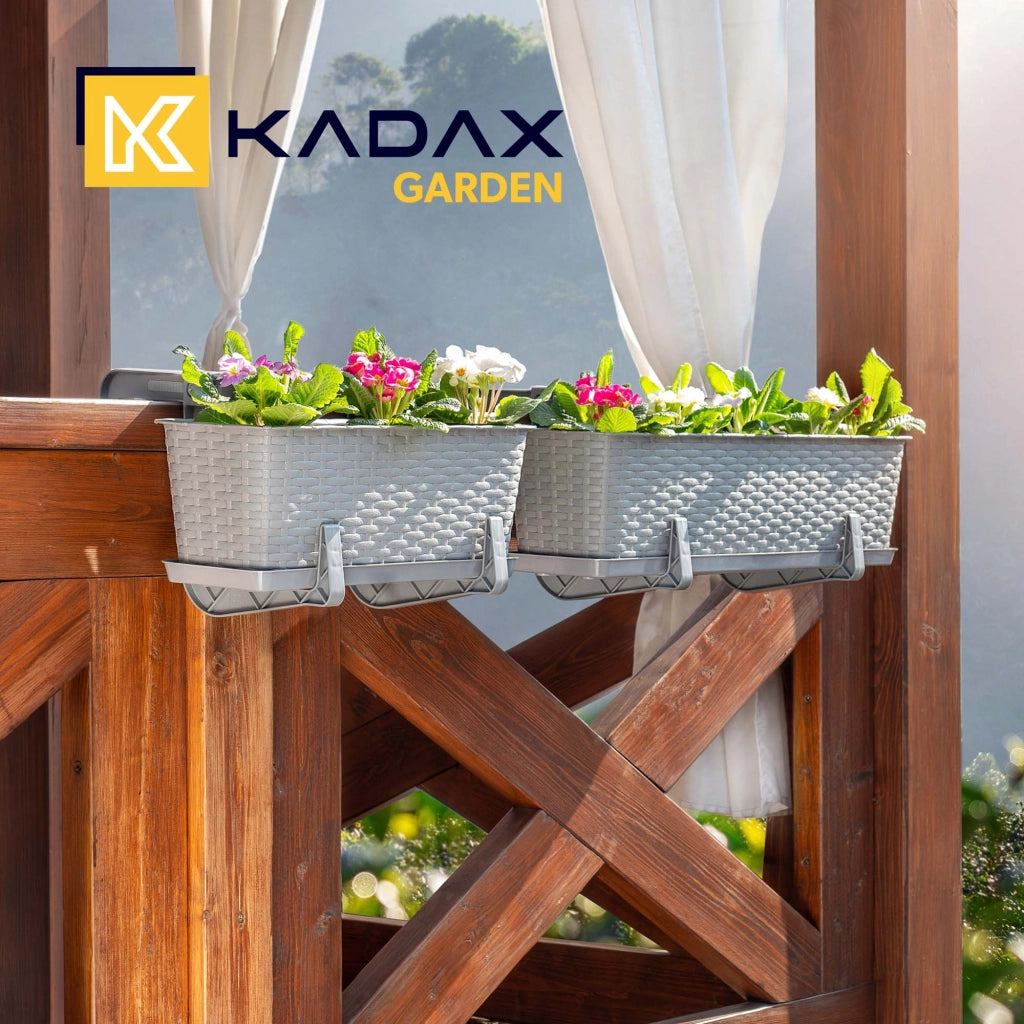 KADAX Fioriera da balcone 60 cm, supporto per vaso, manici (3 pezzi)