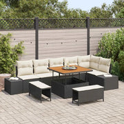 Set Divano da Giardino con cuscino 9 pcs Nero Poly Rattan 3364745