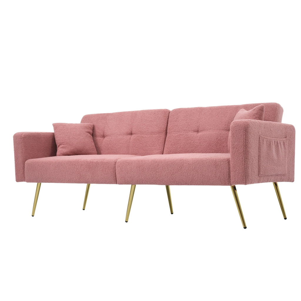 Divano letto angolare regolabile - Zephmum- Gambe dorate con cuscini e tasche laterali