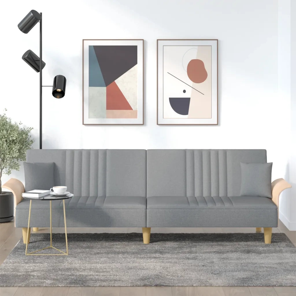 Divano Letto con Braccioli-Sofa Letto-Daybed Grigio Chiaro in Tessuto