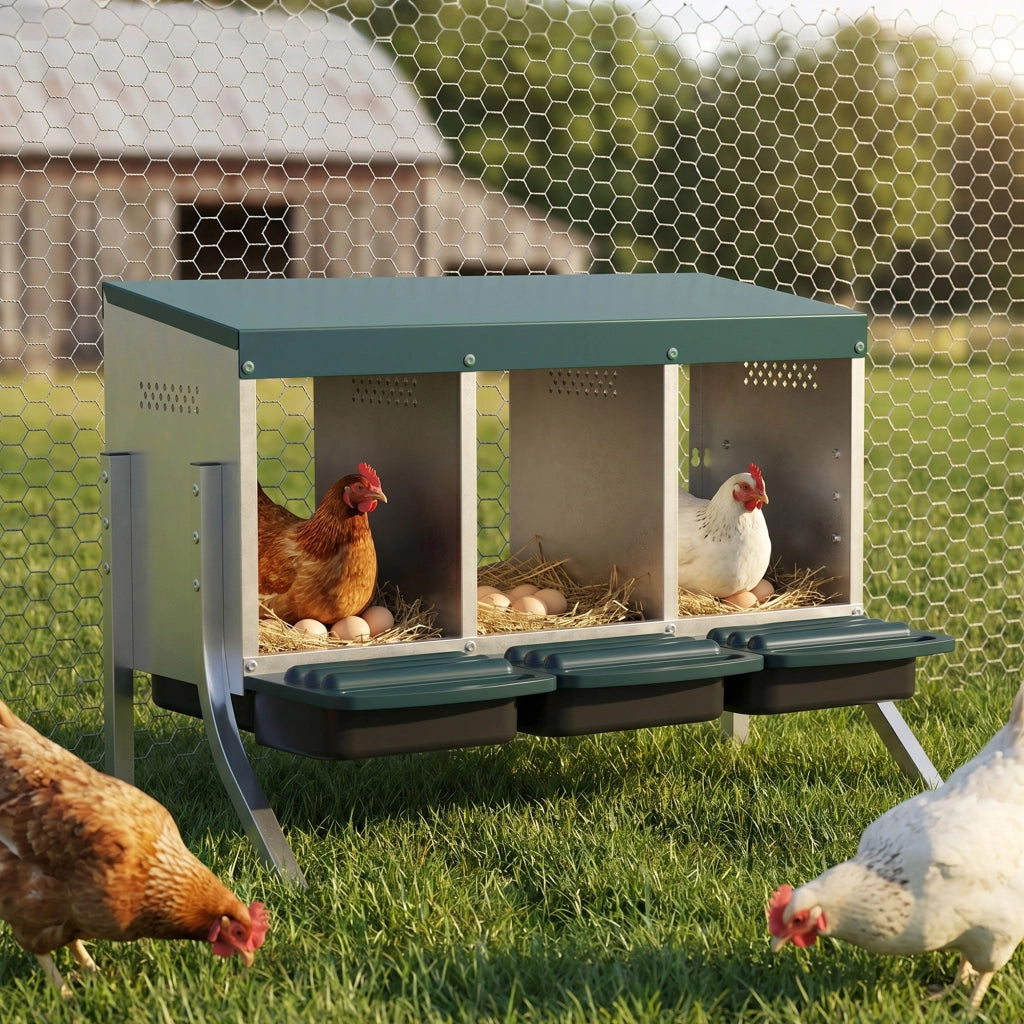 Nido per Galline con 3 Scomparti ¨C Minimal ¨C Grigio 84x55x61 cm