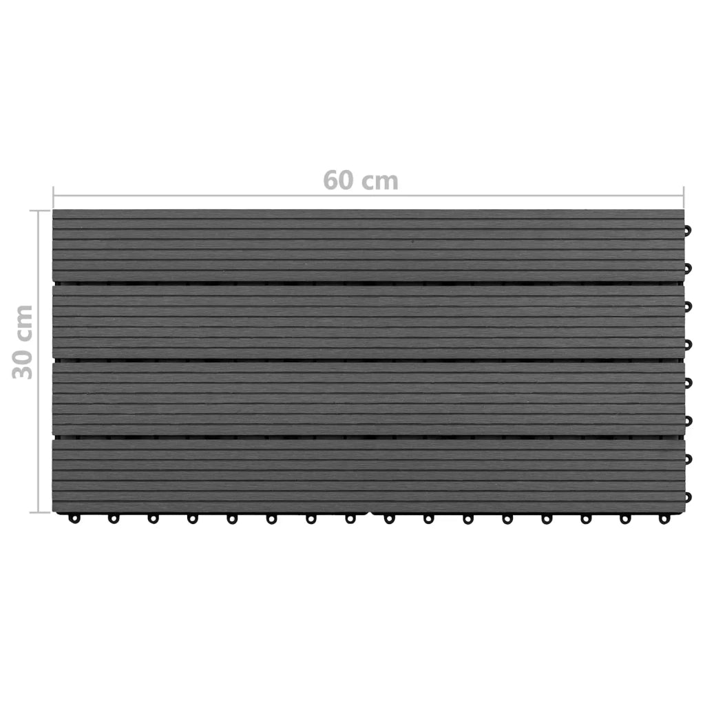 Piastrella per Decking 6 pcs Nero 60 x 30 cm WPC 42046688