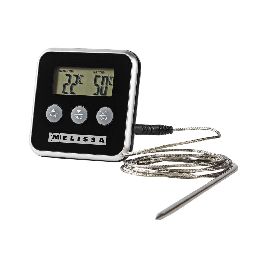 Termometro digitale da cucina con sonda remota e timer di allarme Nero / Argento MELISSA