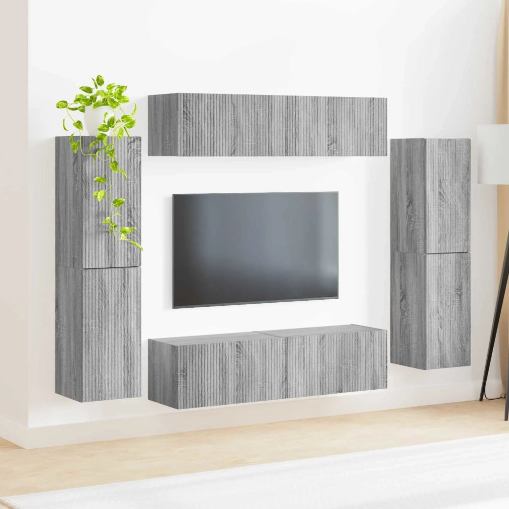 Set mobile TV 8 pcs Grigio Sonoma Legno multistrato 3409138