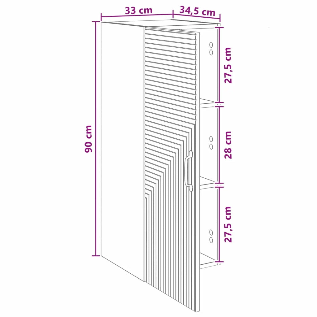 Mobiletto a muro Rovere Fumo 33 x 34,5 x 90 cm 898590