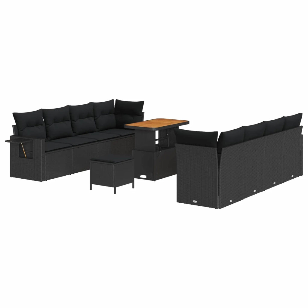 Set Divano da Giardino con cuscino 11 pcs Nero polyrattan 3363669