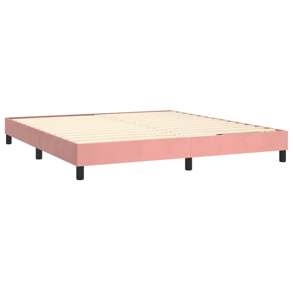 Letto a Molle con Materasso e LED Rosa 160x200 cm in Velluto