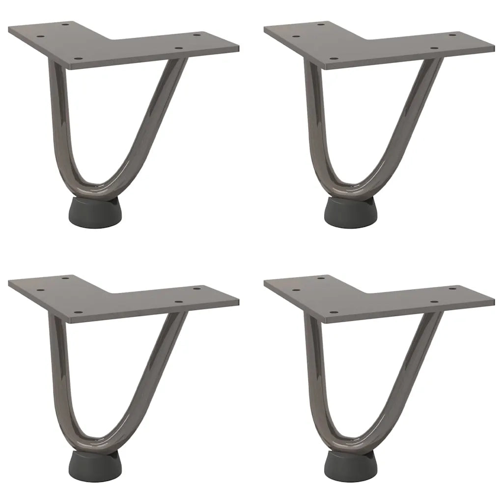 Gambe a forcina per tavolino 4 pz | Piede del tavolo in acciaio naturale 10 cm in acciaio massiccio